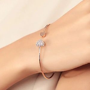 Fashion Crystal Double Heart Cuff Bracelet